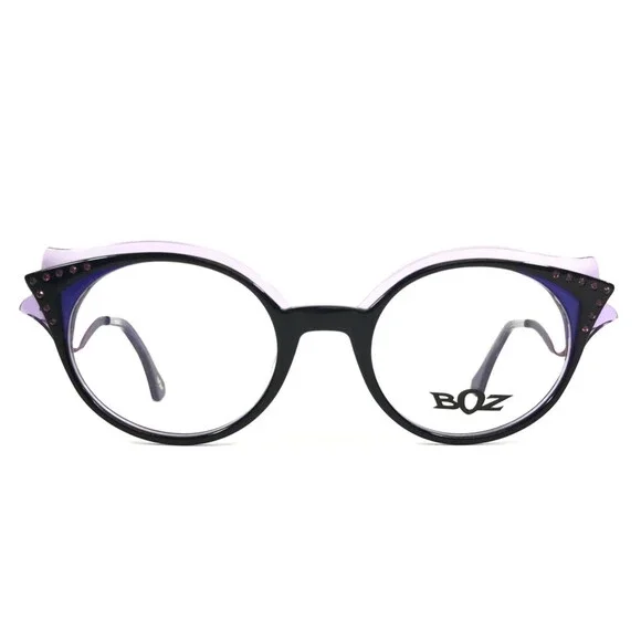 BOZ Eyeglasses Frames EDITH 0070 Black Noir Purple with Stone Amethyst 48-20-140 - Picture 2 of 11